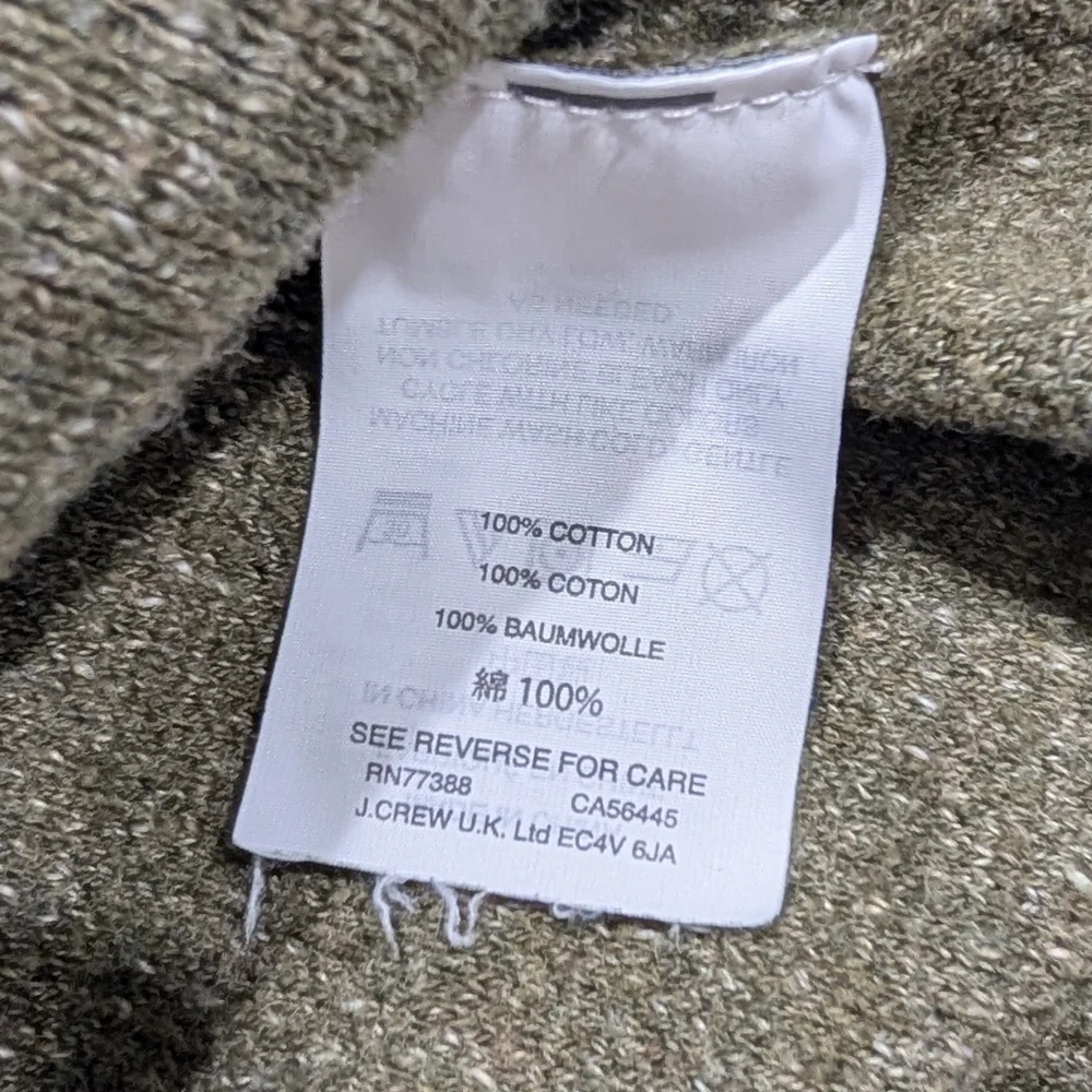J. Crew Sweater Slim Olive Green Garter Stitch Cotton Raglan | Mens XL‎